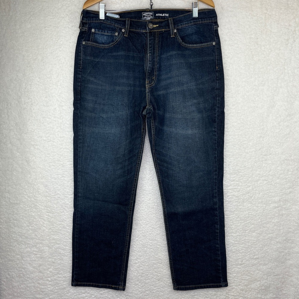 Signature Levi Strauss Gold Label Athletic Fit Jeans Mens 36x30 Dark Wash Denim